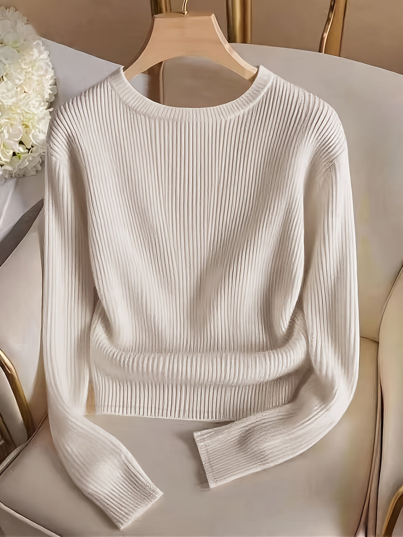 Refined Ribbed Crew Neck Sweater