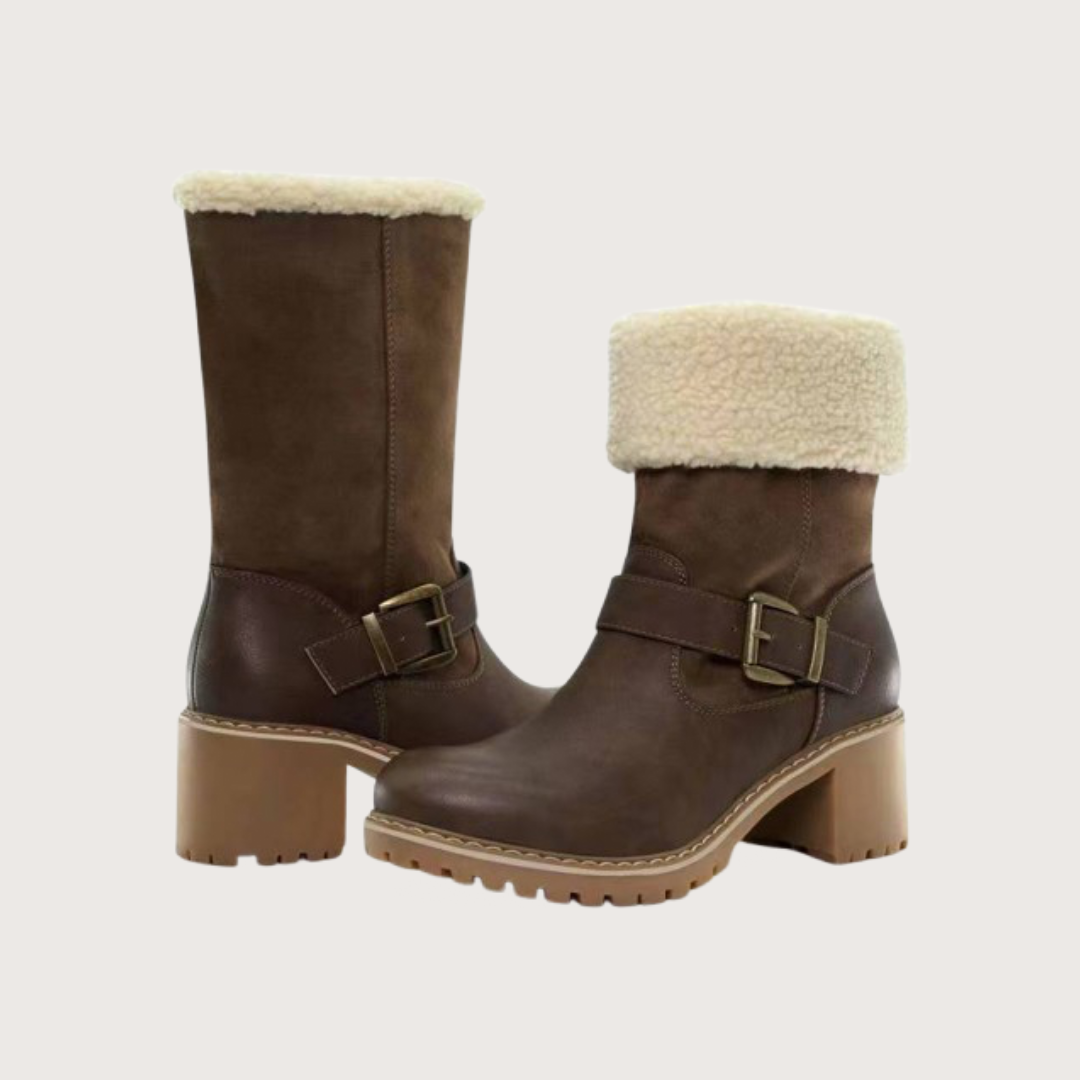 Stylish western boots with buckle and block heel