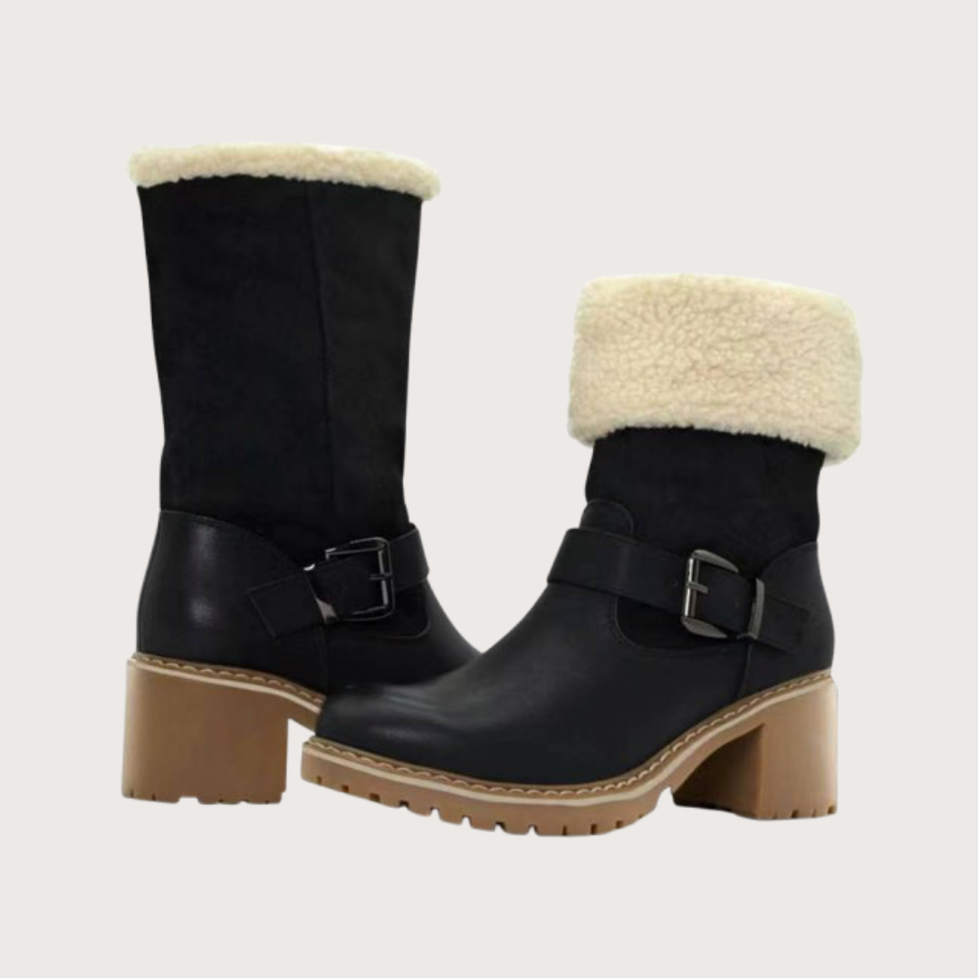 Stylish western boots with buckle and block heel