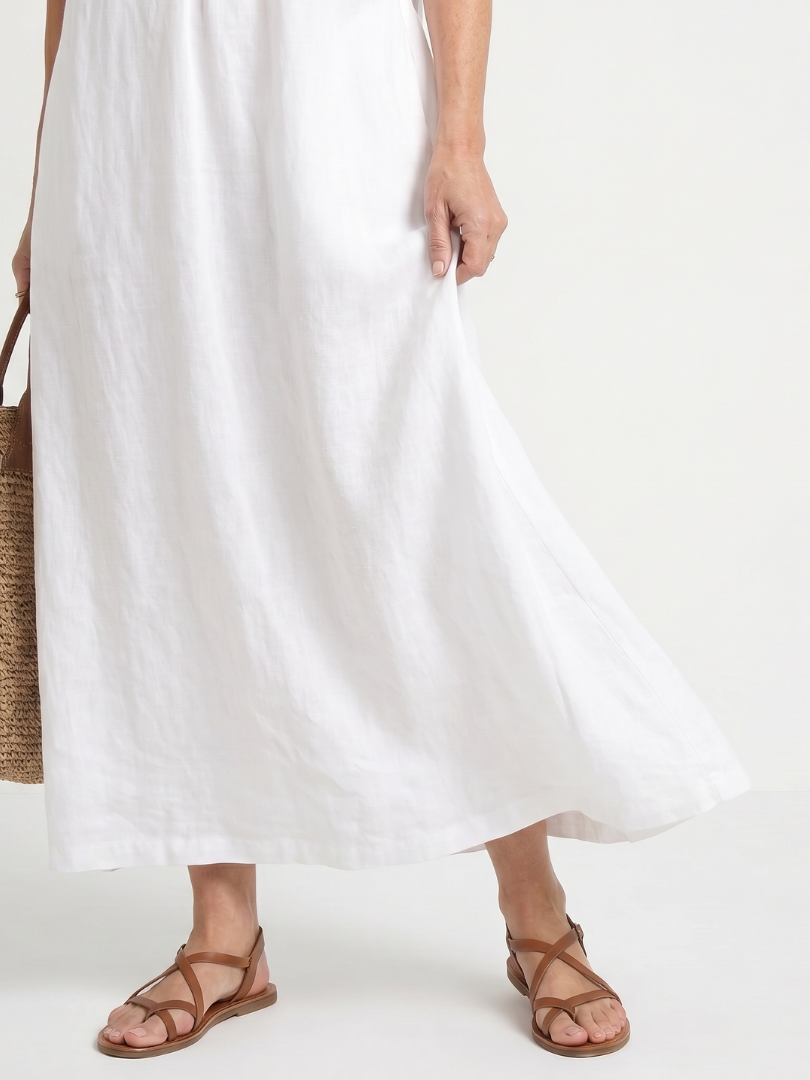 Women's Ruffle Trim V-Neck Sleeveless Midi Dress Blue Casual Beach
