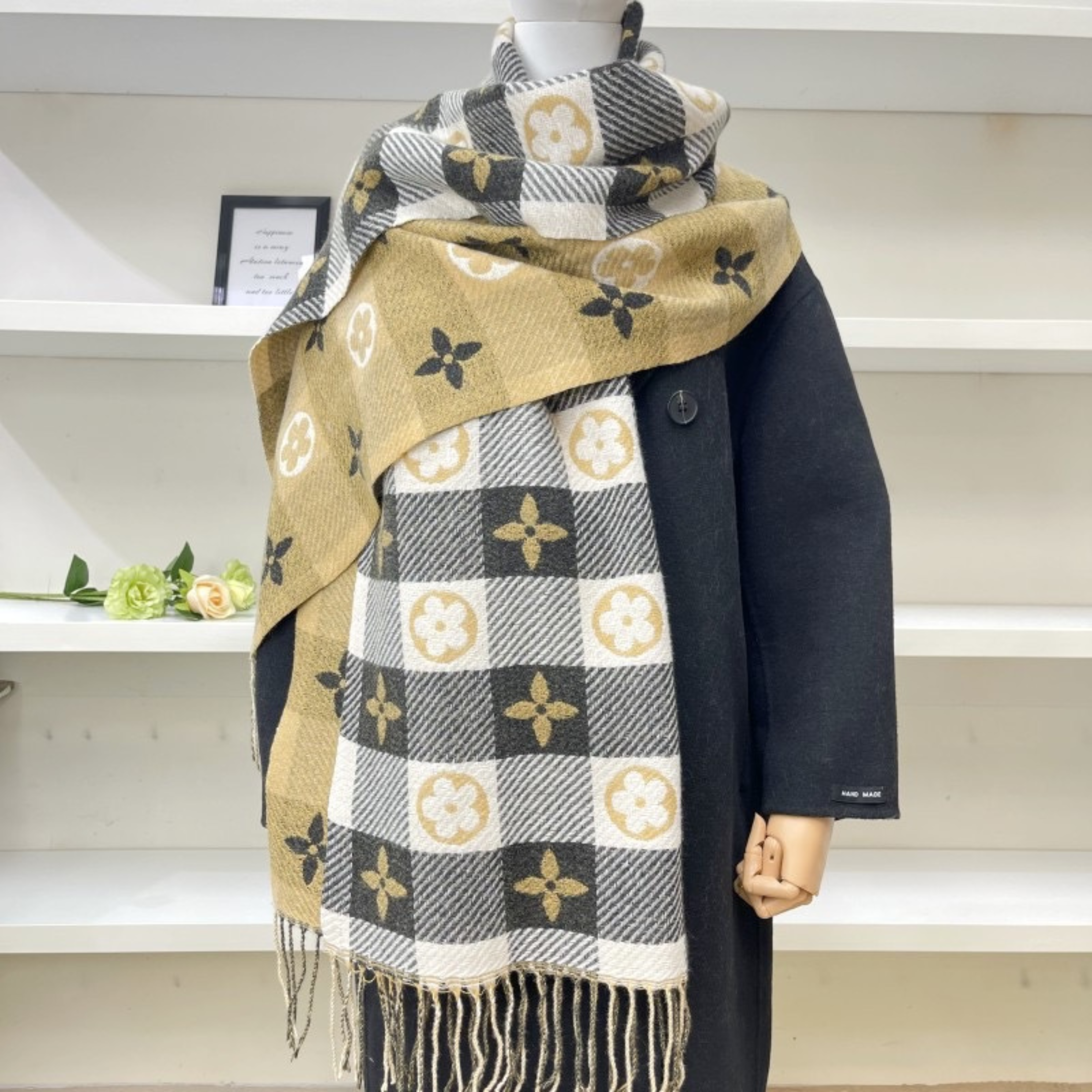 ZOLANI | Comfy Warm Plaid Double Side Tassel Scarf