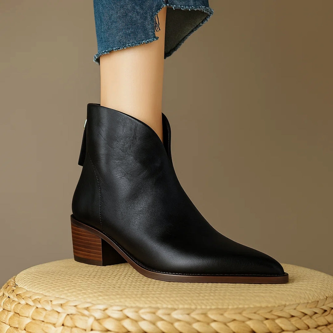 Refined low heel ankle boots