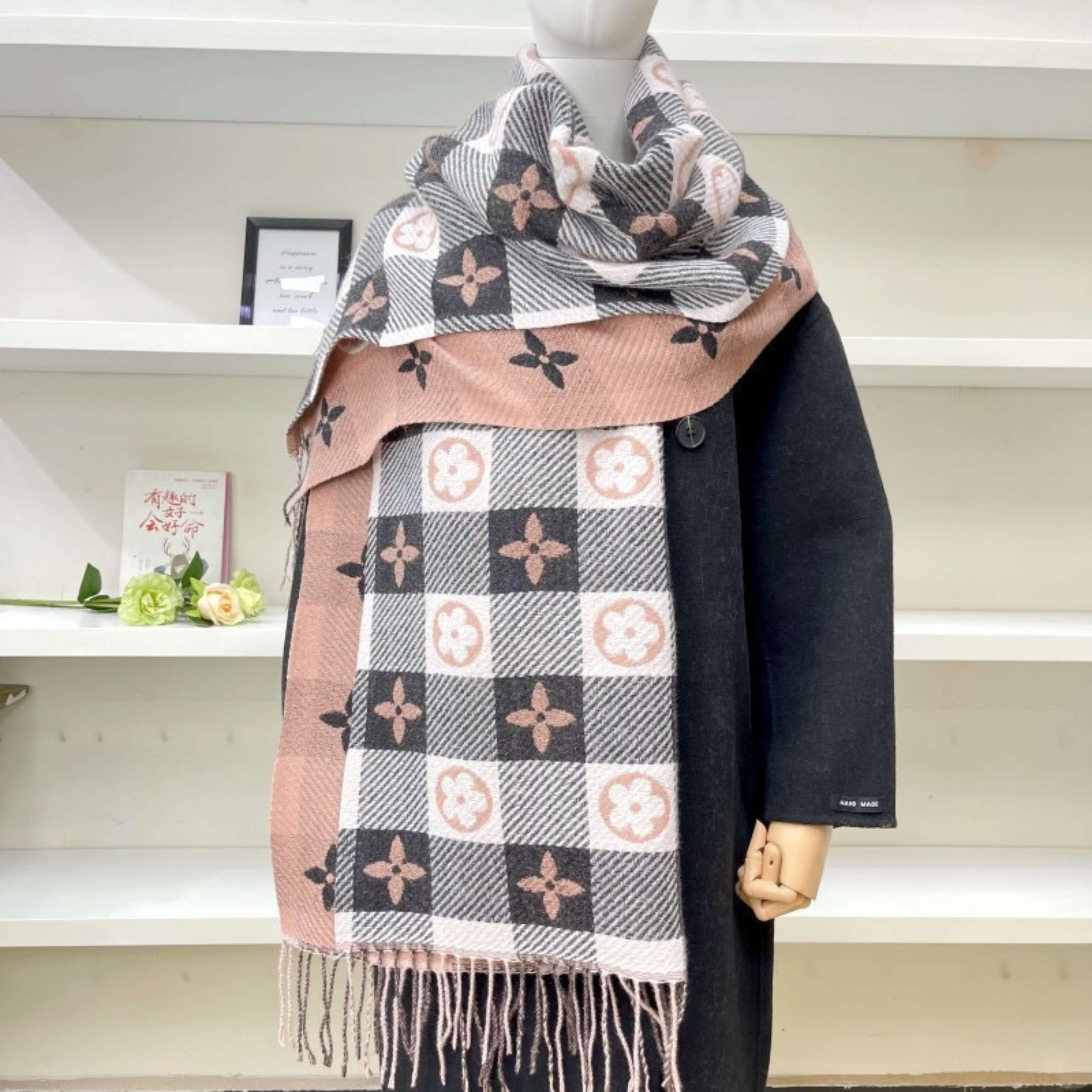 ZOLANI | Comfy Warm Plaid Double Side Tassel Scarf