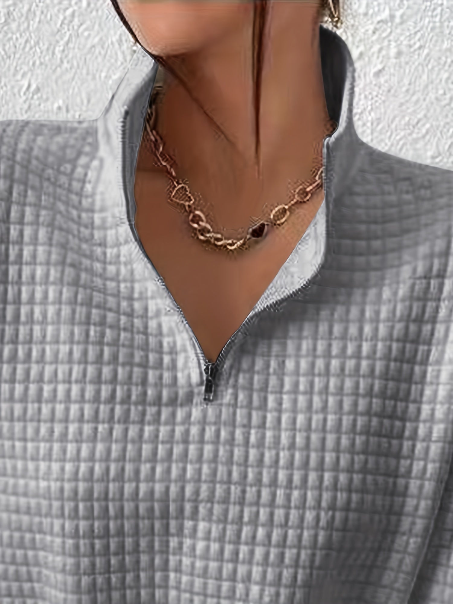 Relaxed Quarter-Zip Mock Neck Pullover