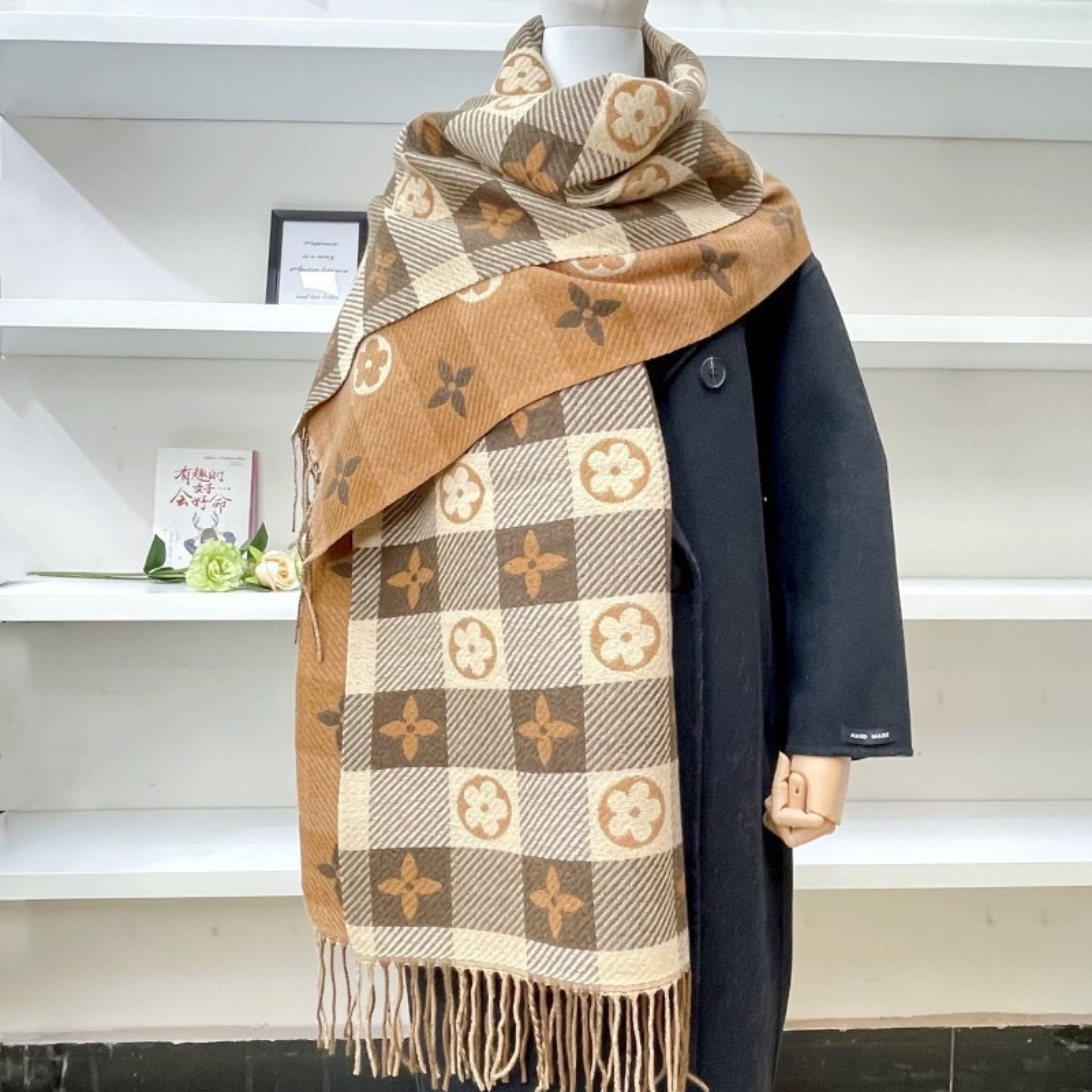 ZOLANI | Comfy Warm Plaid Double Side Tassel Scarf