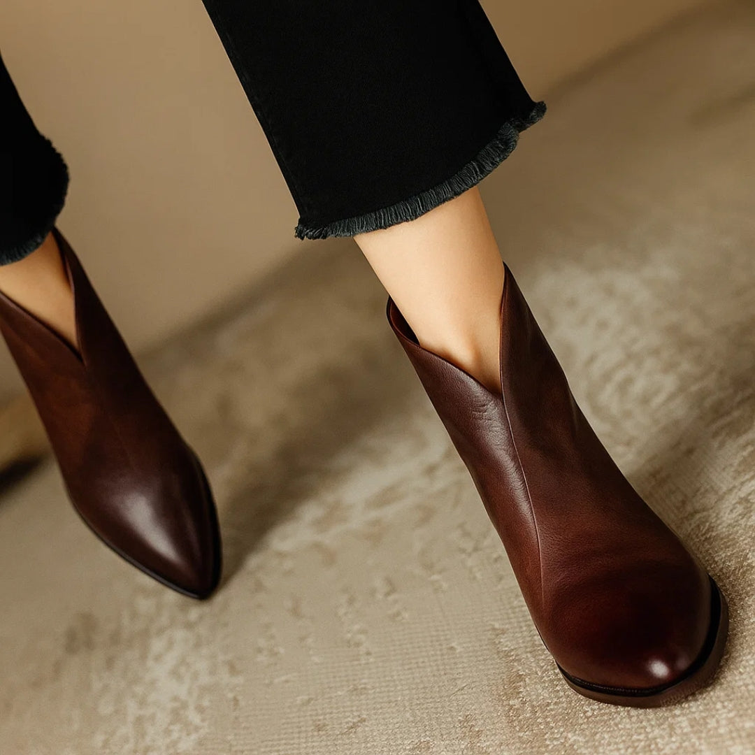 Refined low heel ankle boots