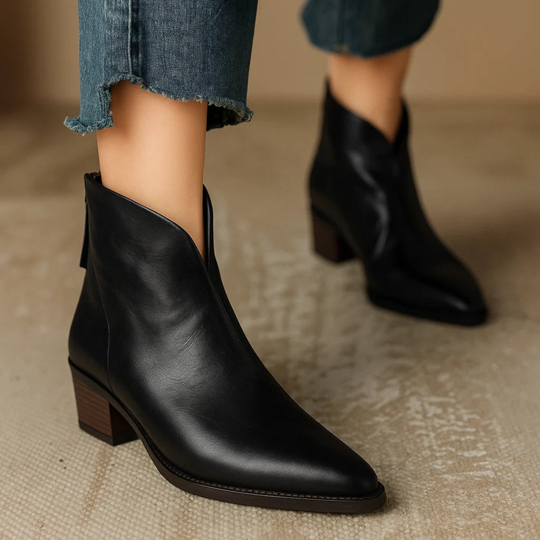 Refined low heel ankle boots