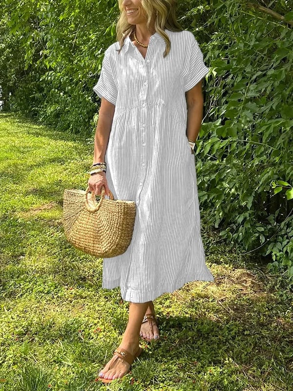Anjie – Buttoned Cotton Maxi Dress