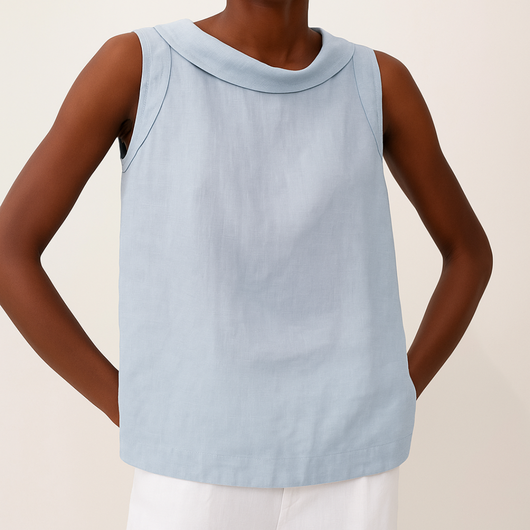 Noemi | Sleeveless Roll Collar Top