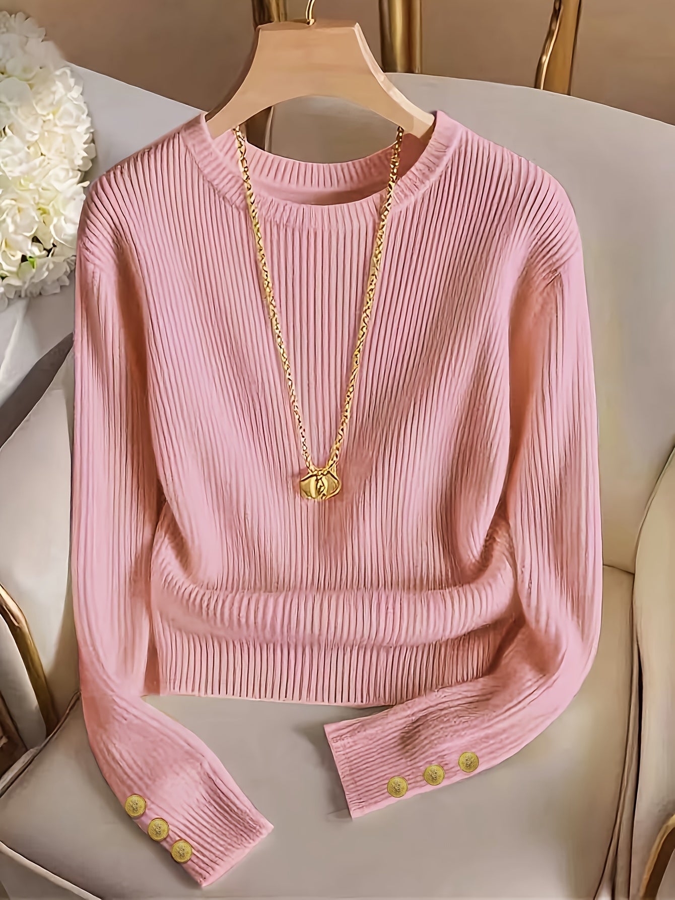Refined Ribbed Crew Neck Sweater
