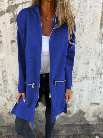Relaxed longline hooded zip cardigan hoodie