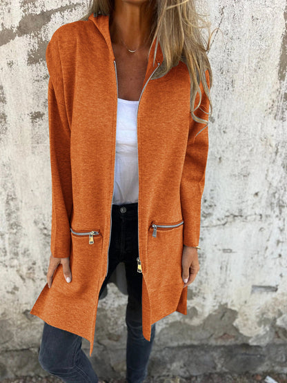 Relaxed longline hooded zip cardigan hoodie