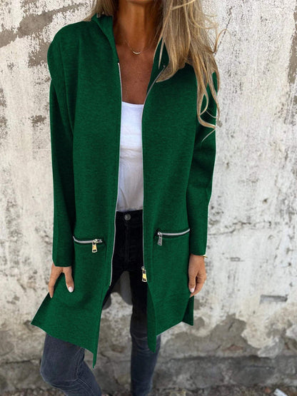 Relaxed longline hooded zip cardigan hoodie