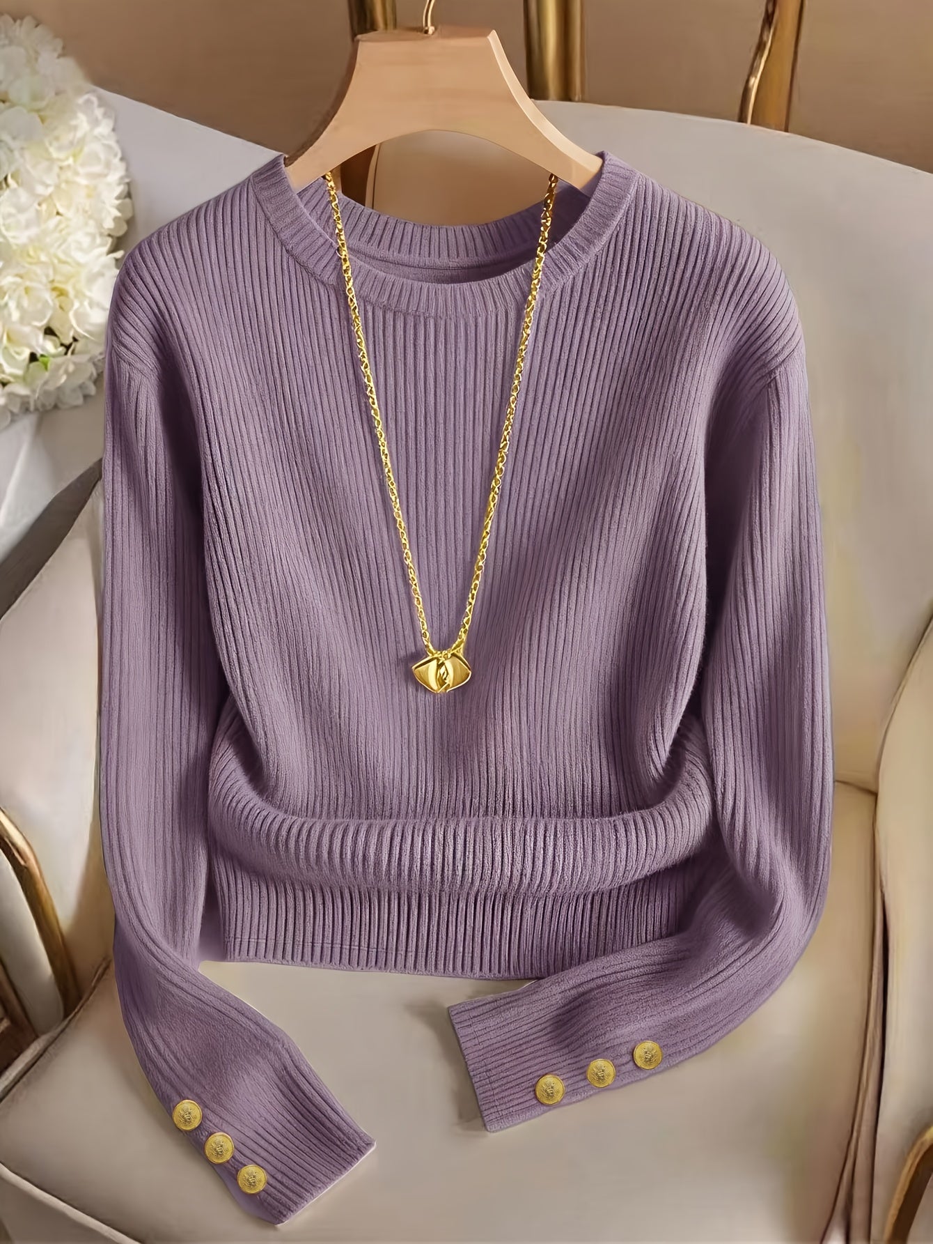 Refined Ribbed Crew Neck Sweater