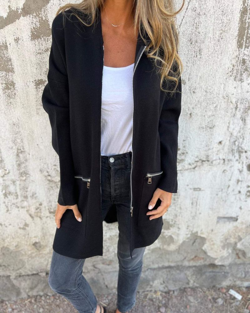 Relaxed longline hooded zip cardigan hoodie
