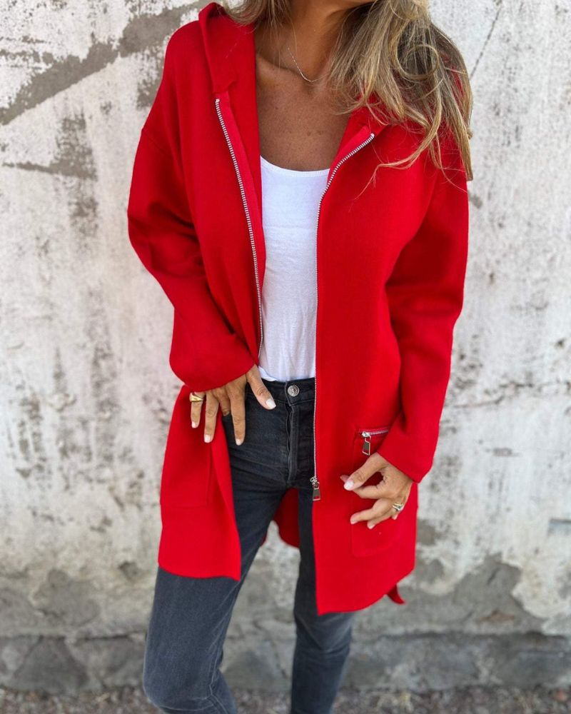 Relaxed longline hooded zip cardigan hoodie