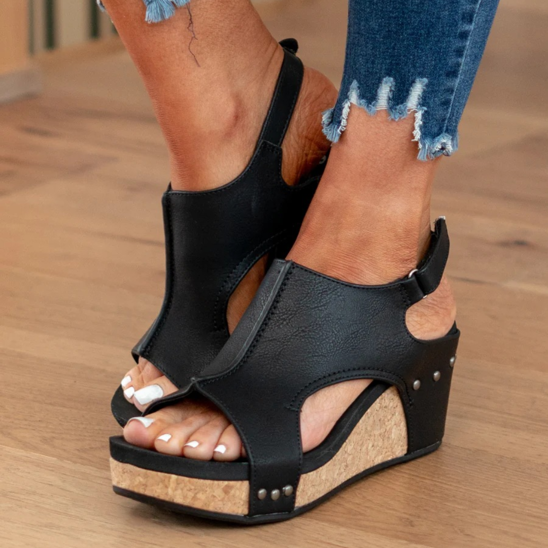 Linda | Suede Wedge Sandals