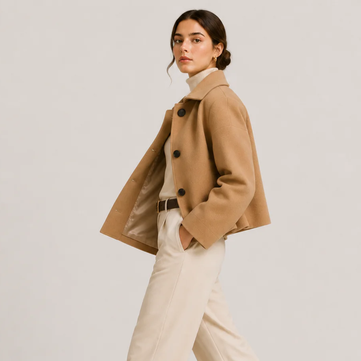 Women's Button Front Jacket Relaxed Fit Timeless Outerwear