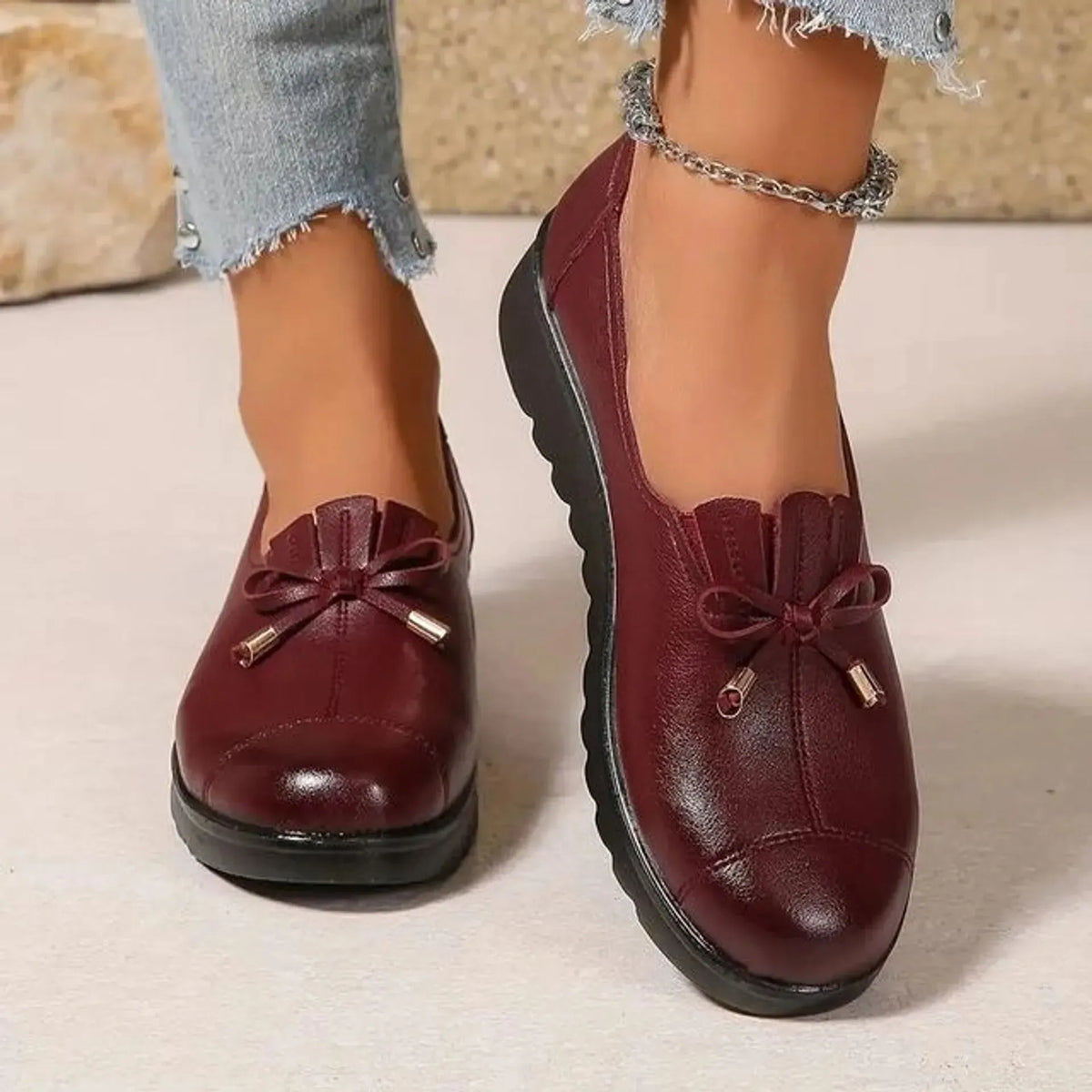 Paisley | Women's Leather Loafers Cushioned Sole Slip-On