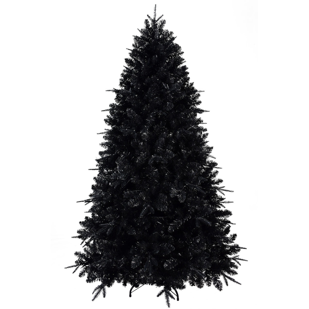 Pre-Lit Black Christmas Tree 5ft, 6ft, 7ft, 8ft – White Lights, PE/PVC Tips, Hinged Branches