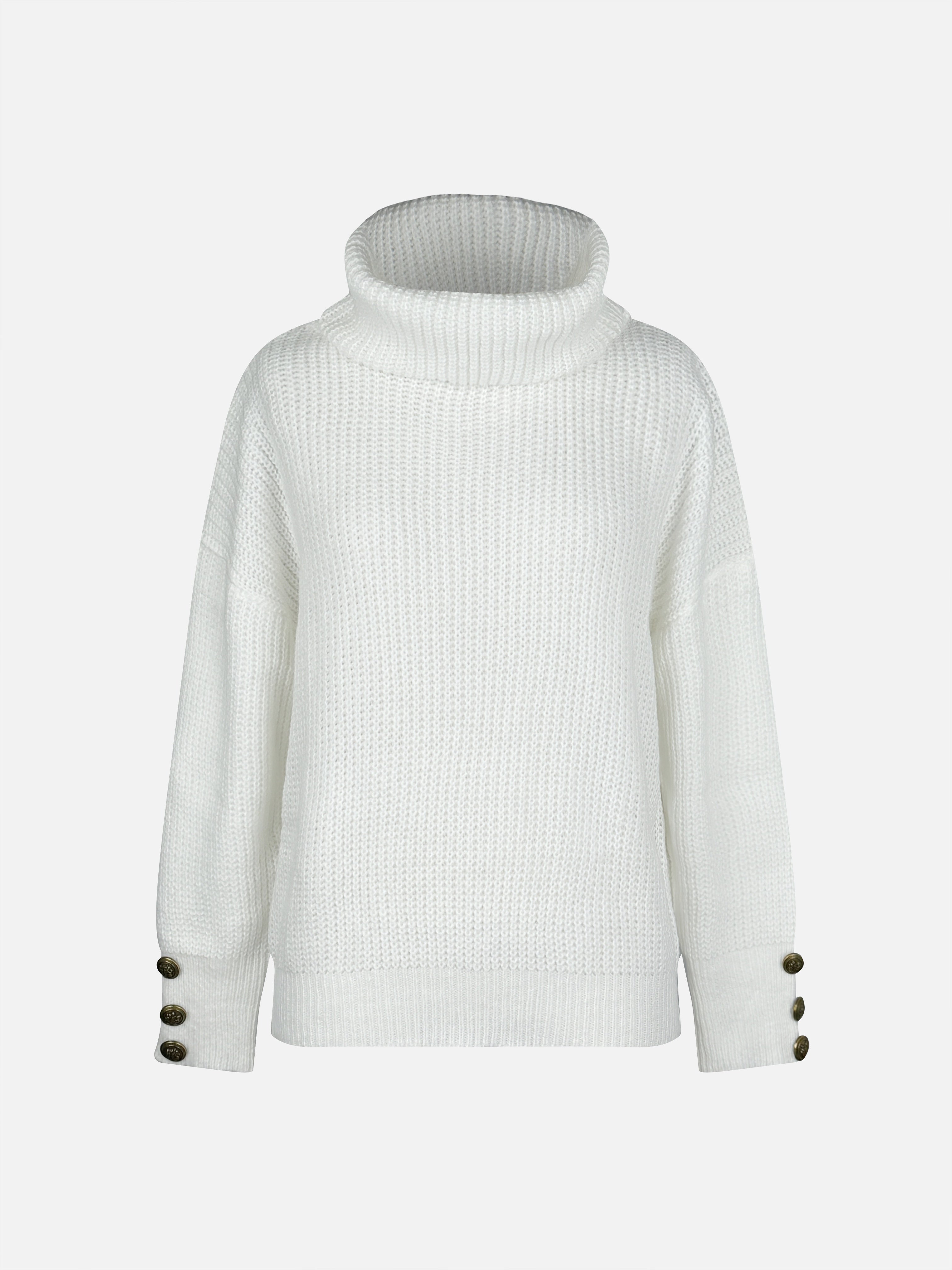 Cozy Cowl Neck Button-Cuff Sweater