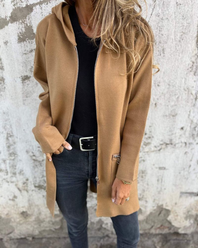 Relaxed longline hooded zip cardigan hoodie