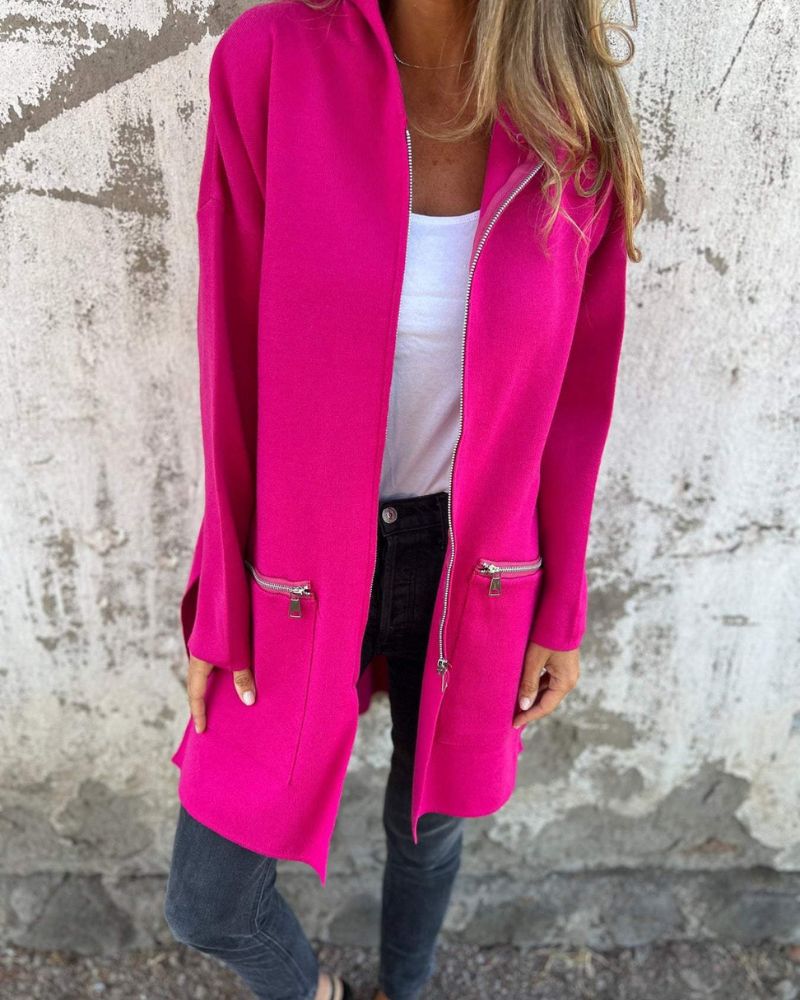 Relaxed longline hooded zip cardigan hoodie