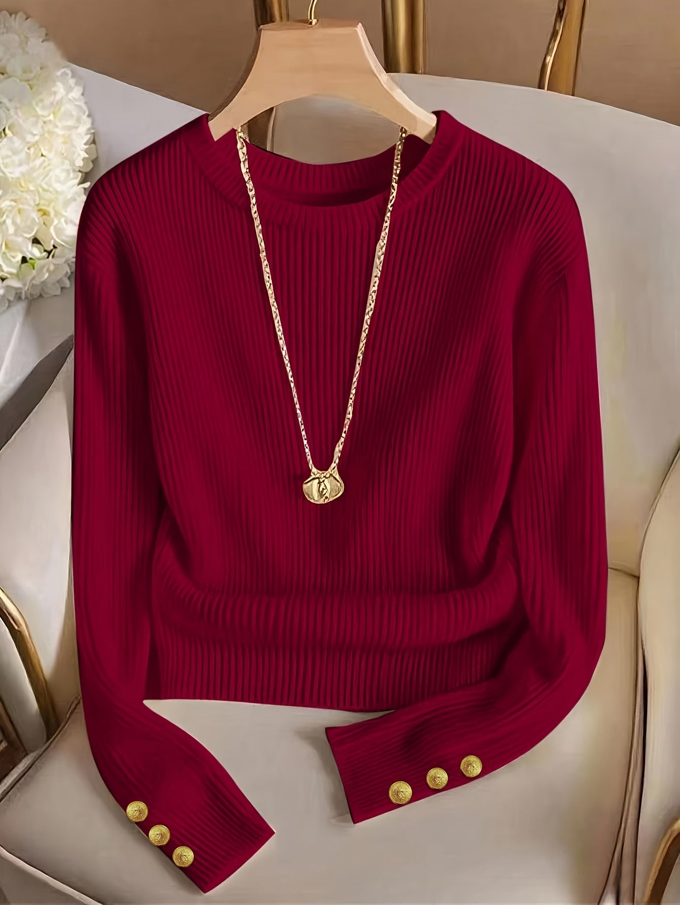 Refined Ribbed Crew Neck Sweater