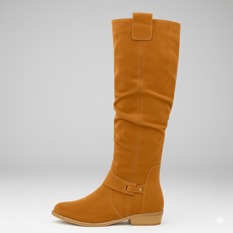 Elegant stacked heel tall boots