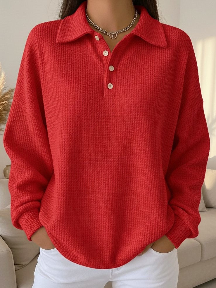 Elegant Lightweight Polo Collar Sweater