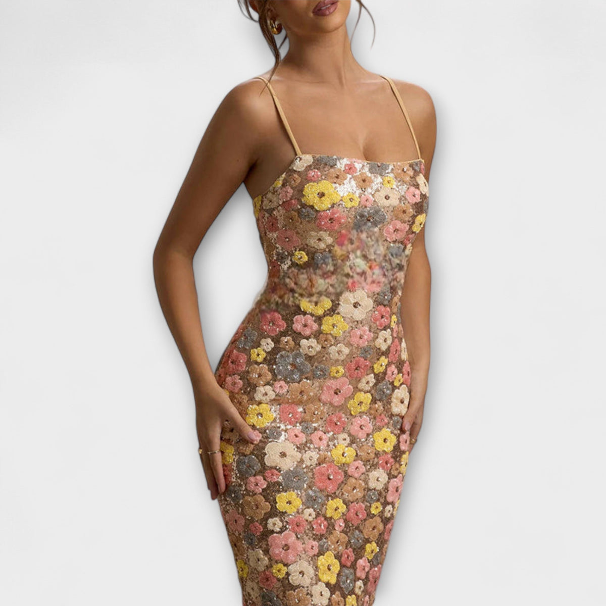 Elaira – Sequin Maxi Dress with Split Hem