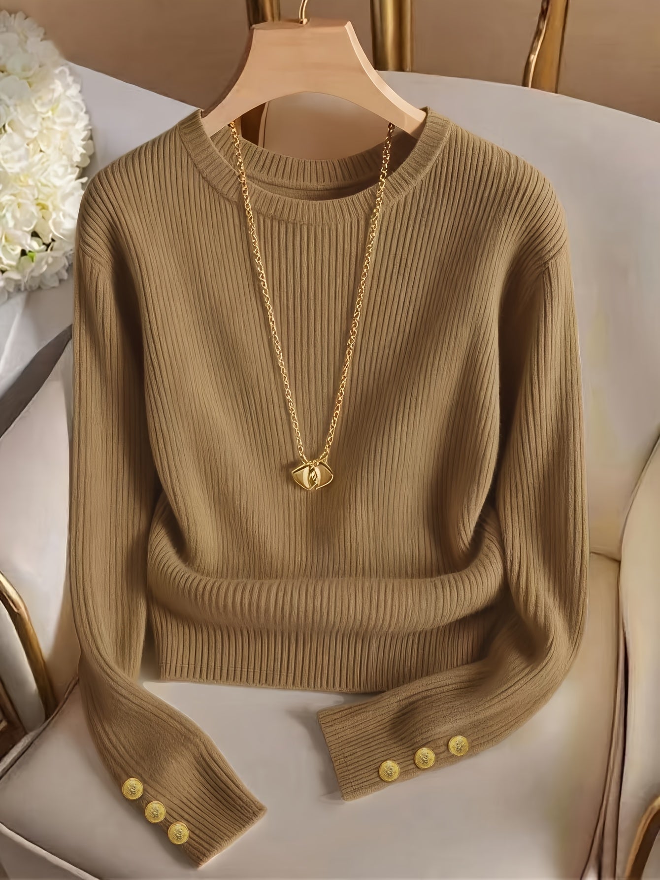 Refined Ribbed Crew Neck Sweater