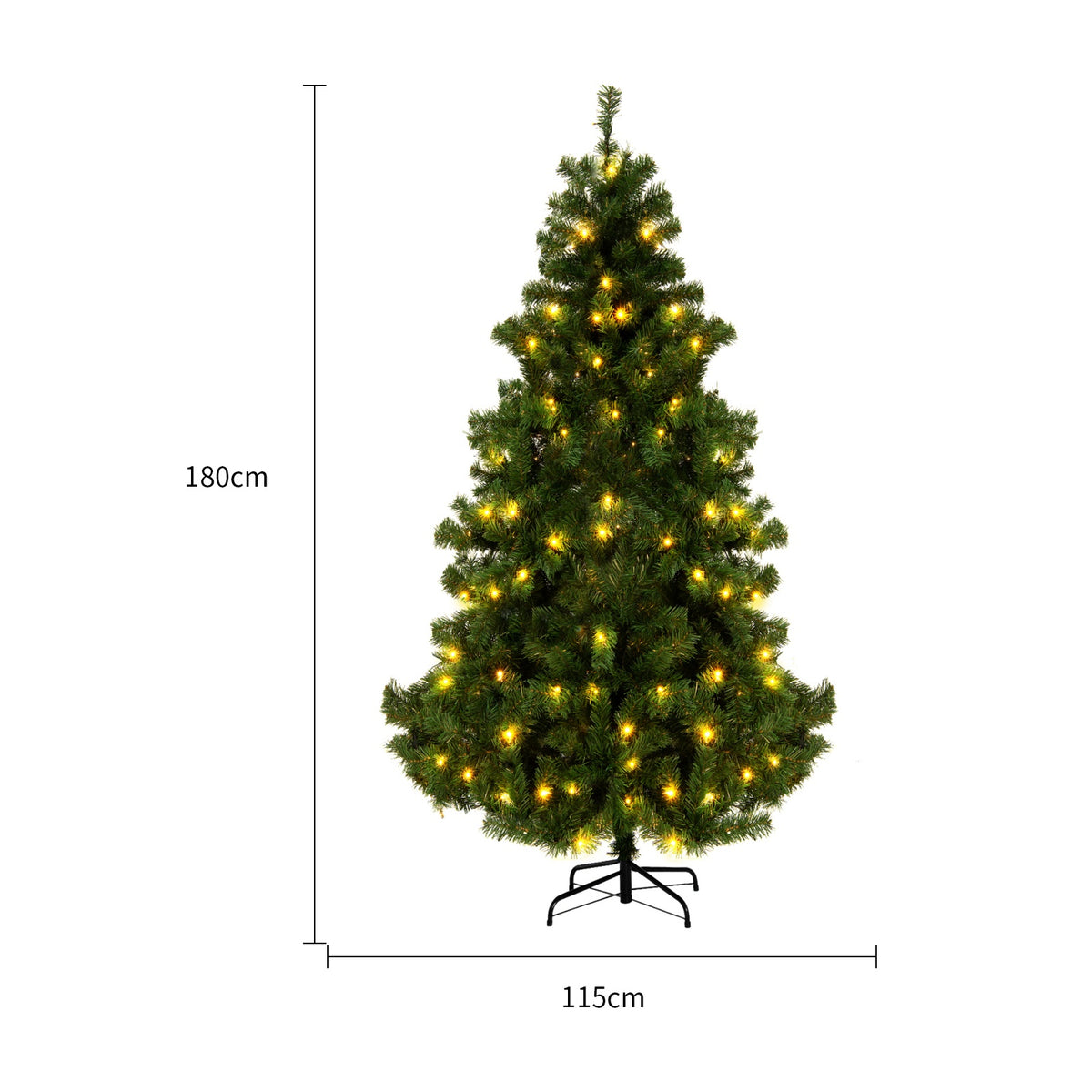Pre-Lit Artificial Pine Christmas Tree 6ft, 7.5ft – Lighted Green PVC Tree with Metal Stand