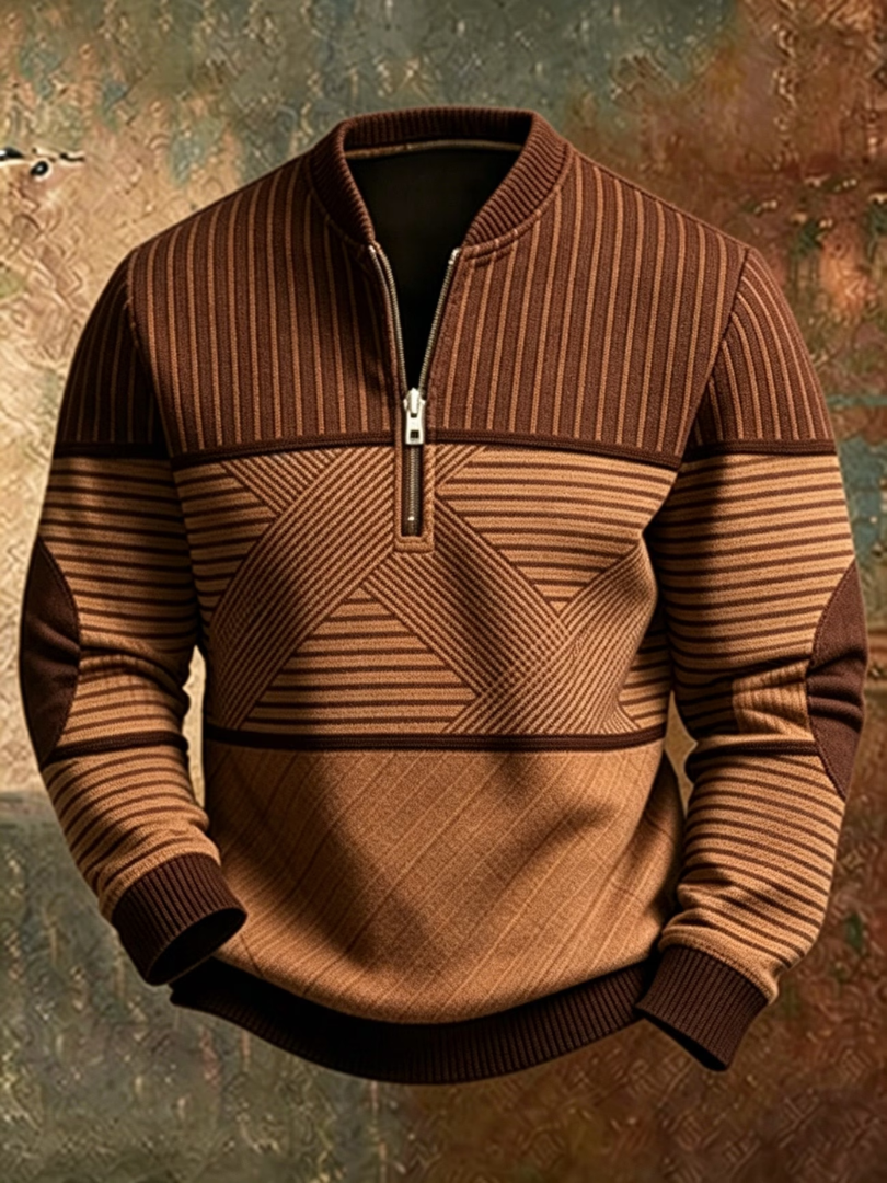 Fletcher | Men's Geometric Half-Zip Sweater Warm Pullover