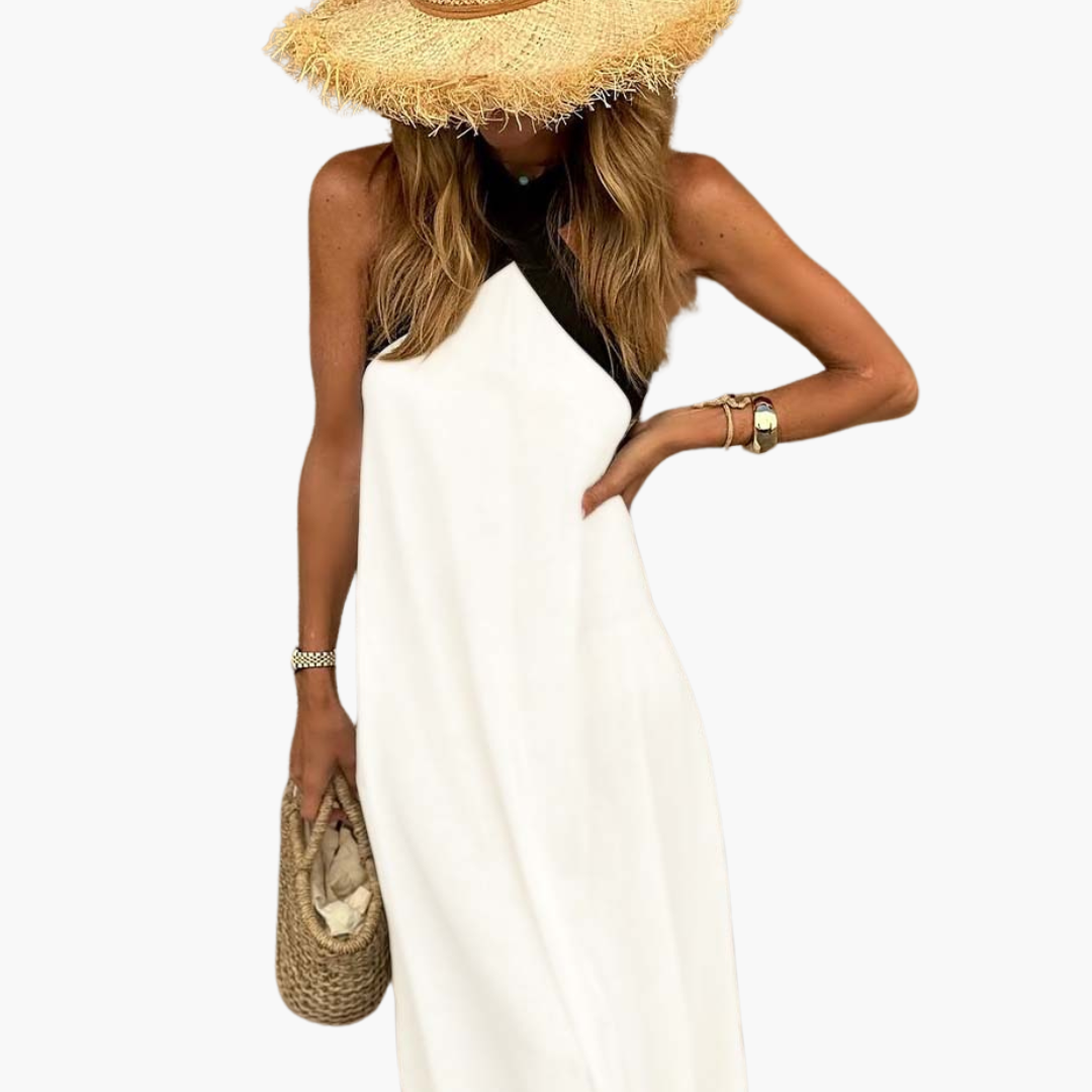 Eliza | Crossover Halter Maxi Dress