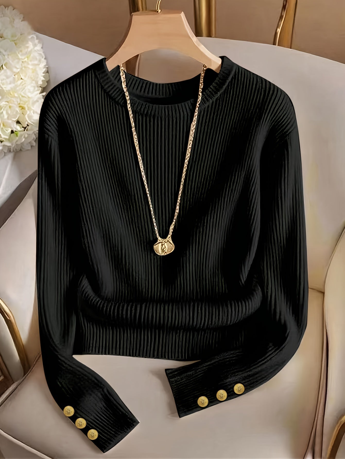 Refined Ribbed Crew Neck Sweater