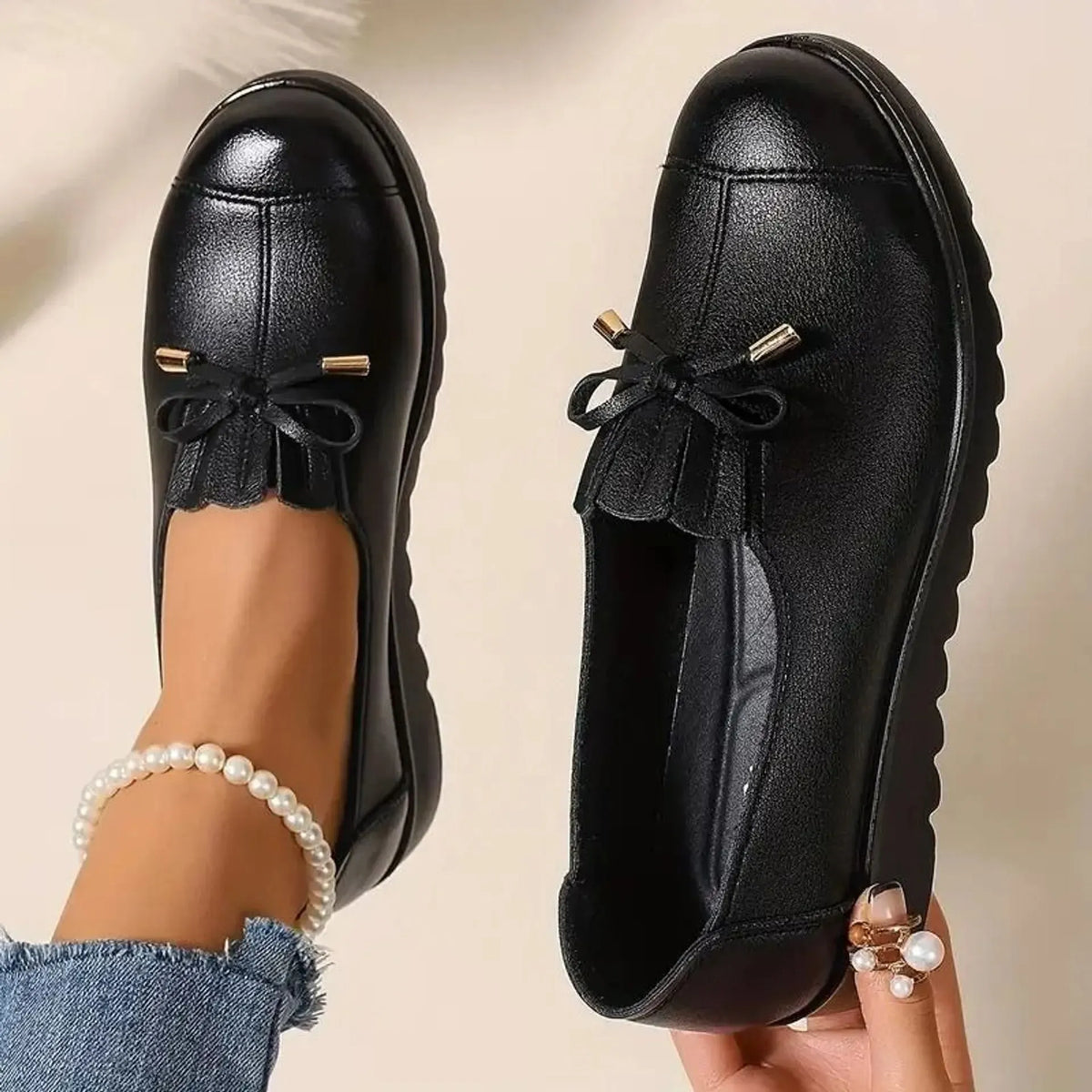 Paisley | Women's Leather Loafers Cushioned Sole Slip-On