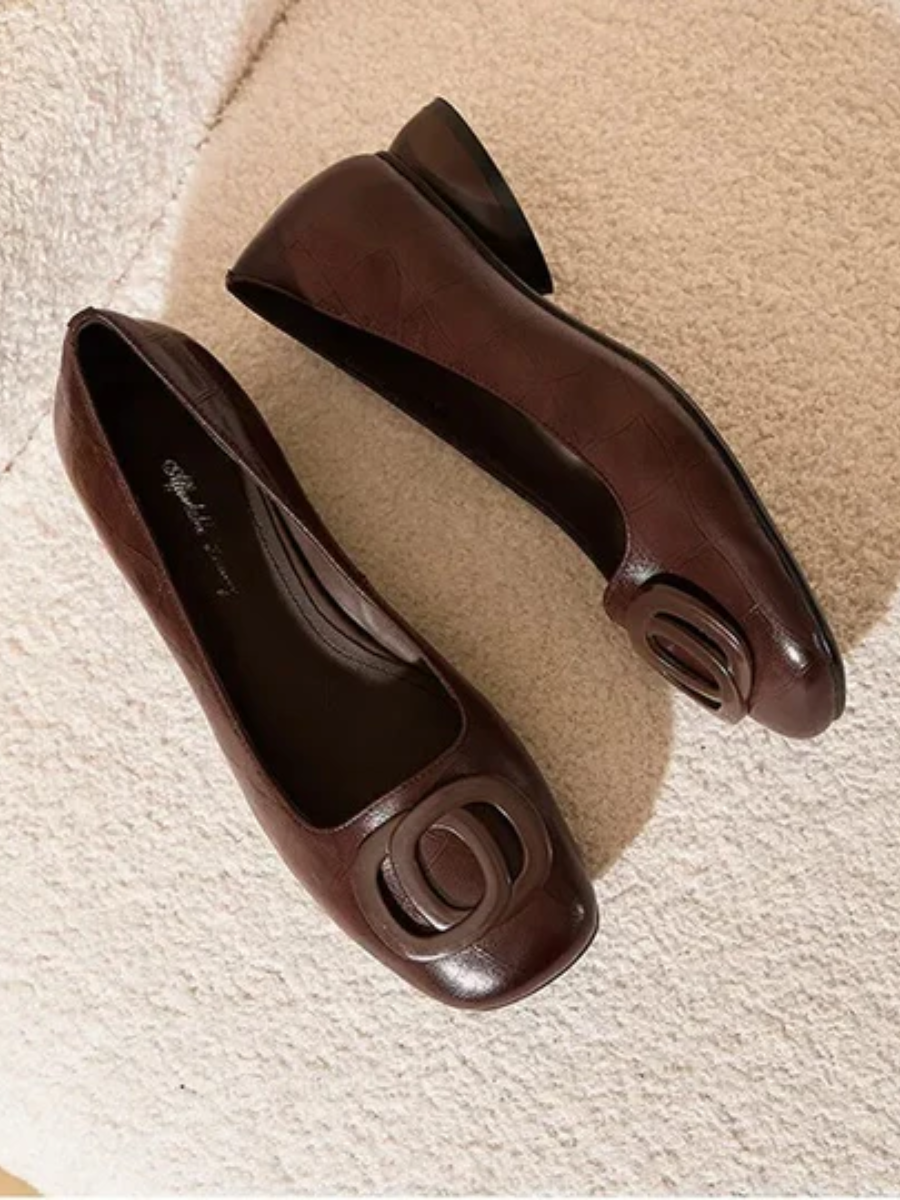 Erin - Leather Square-Toe Flats