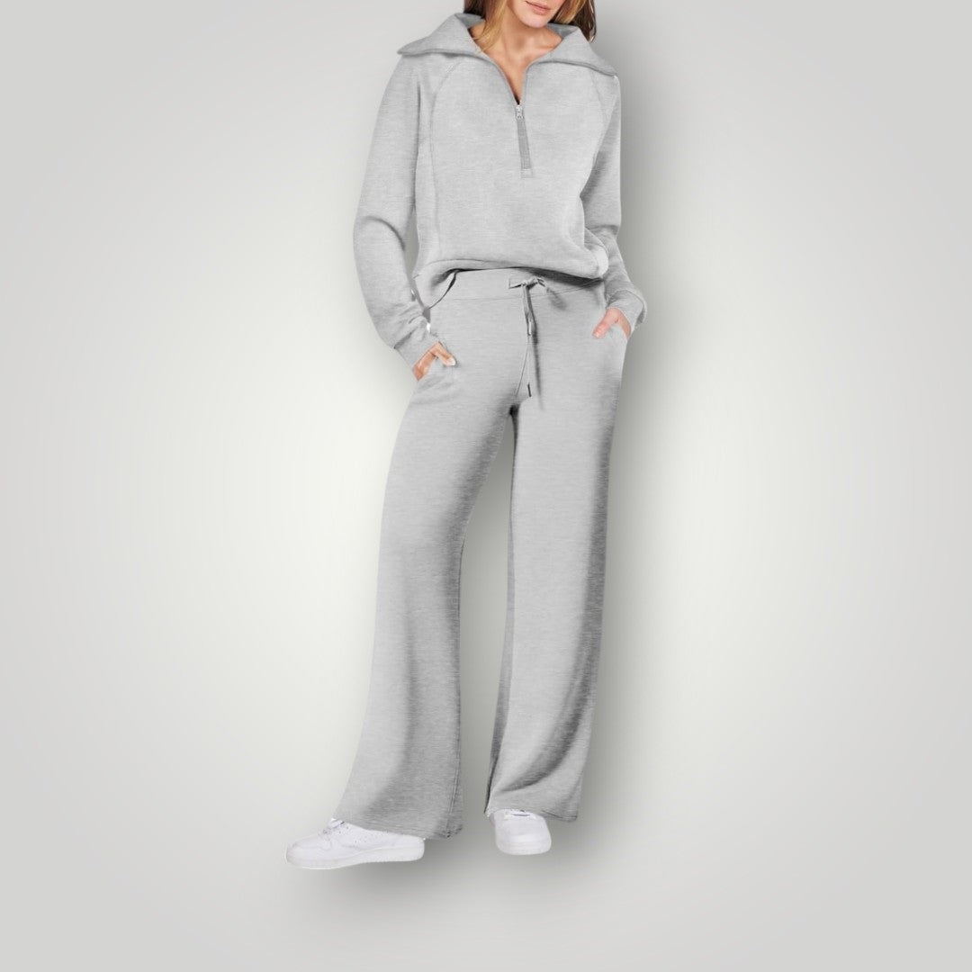 Luna | Women's Loungewear Set Half Zip Sweatshirt Wide Leg Pants