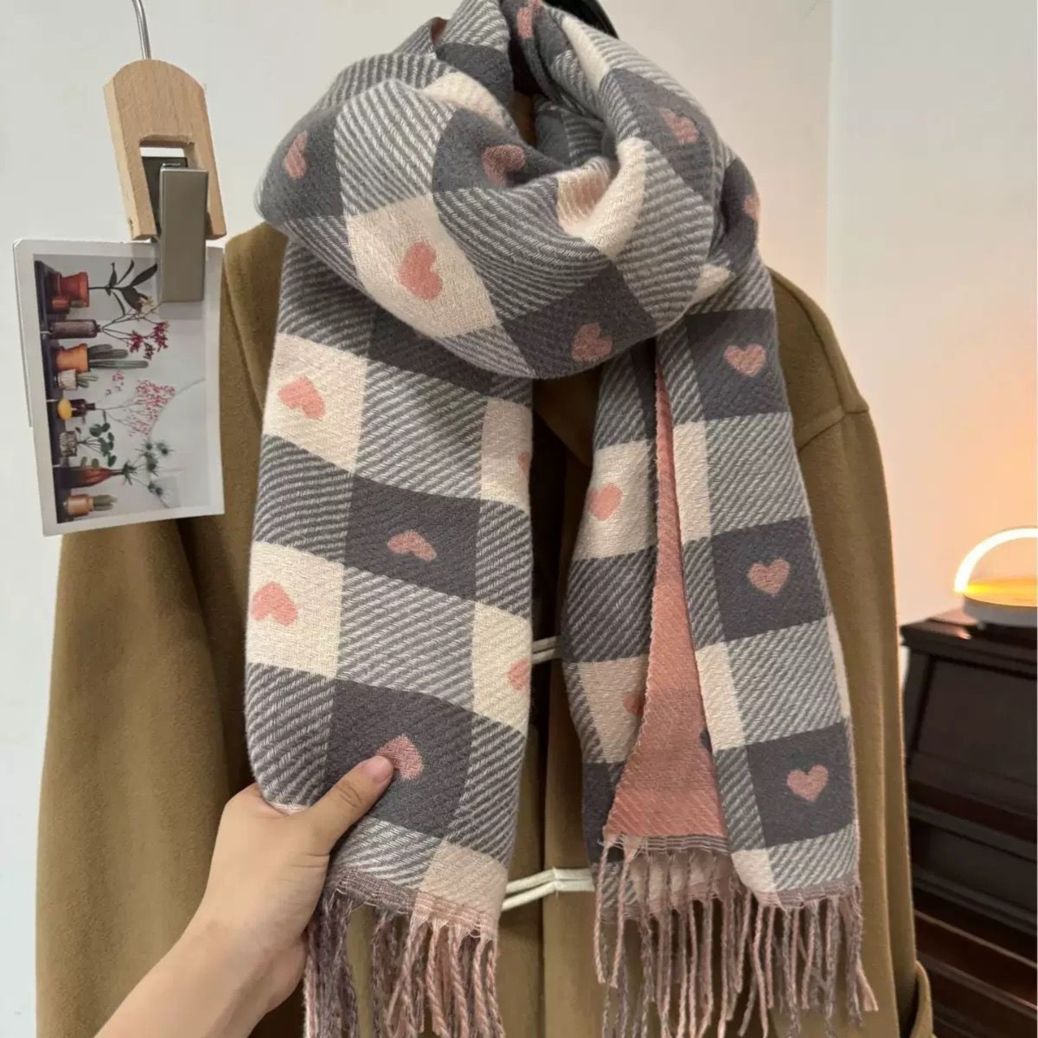 ZOLANI | Comfy Warm Plaid Double Side Tassel Scarf