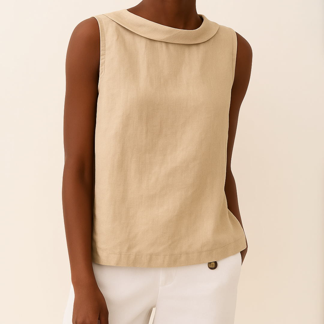 Noemi | Sleeveless Roll Collar Top