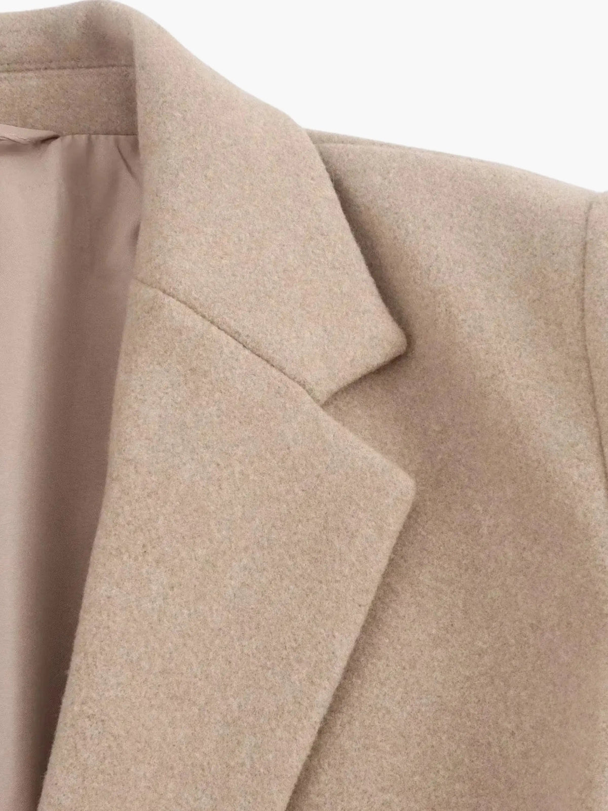Minimalist Beige Single-Breasted Coat - Timeless Elegance