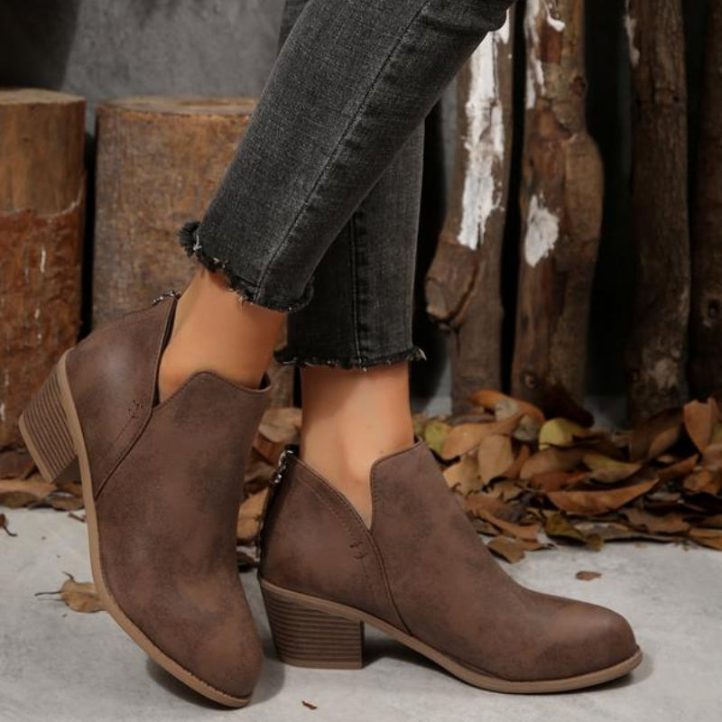Hera – Textured Fringe Ankle Boots