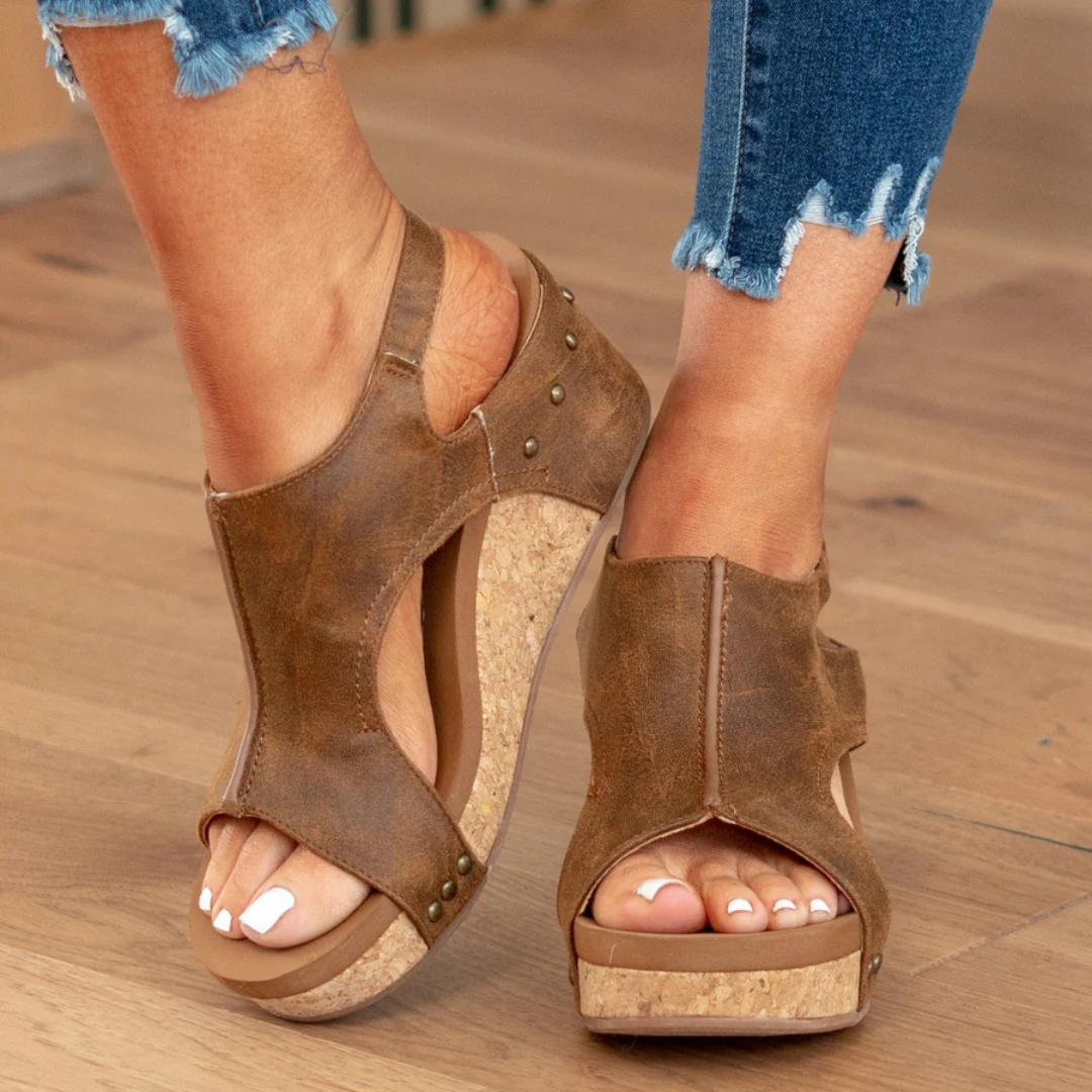 Linda | Suede Wedge Sandals