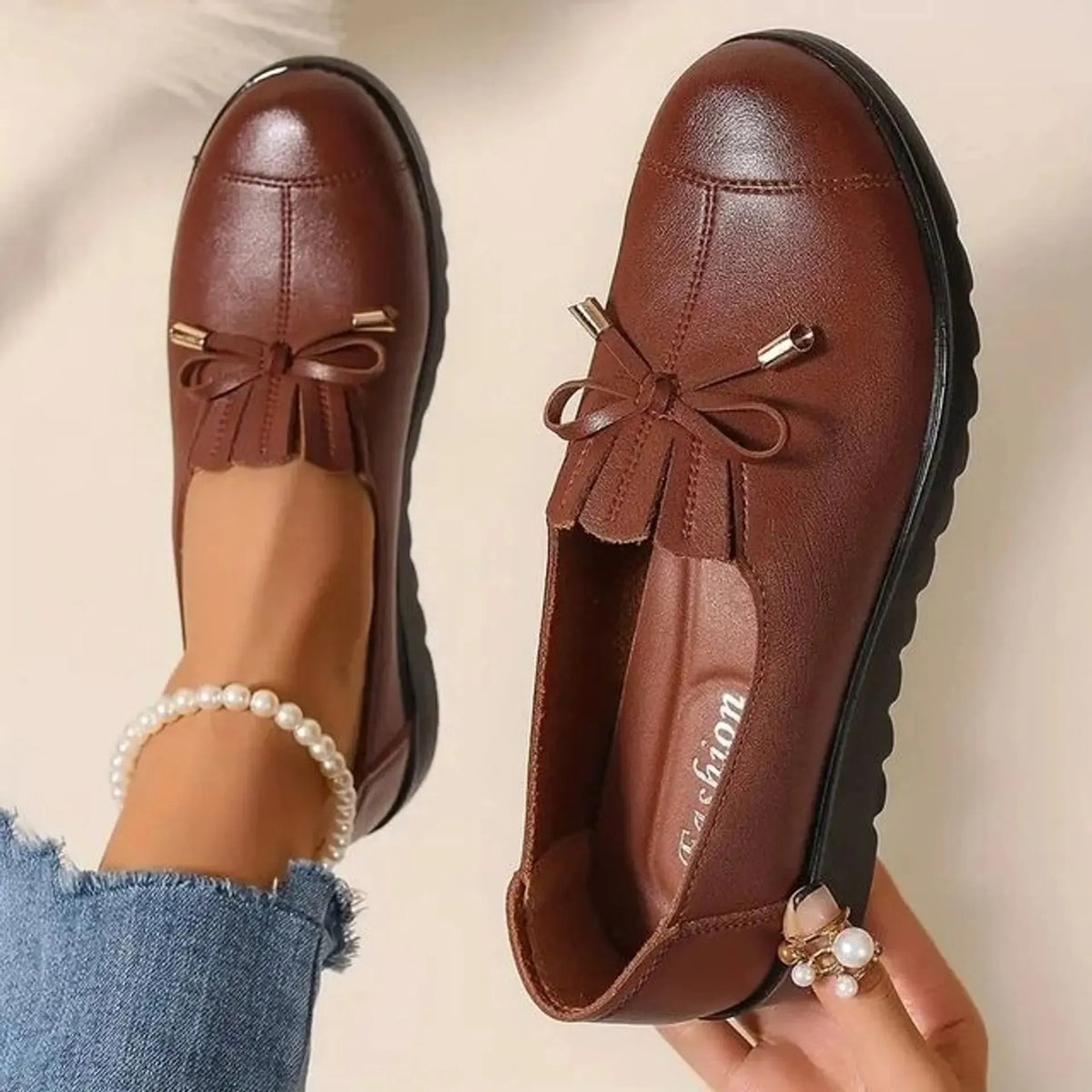 Paisley | Women's Leather Loafers Cushioned Sole Slip-On