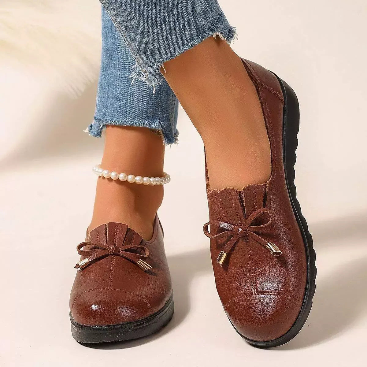 Paisley | Women's Leather Loafers Cushioned Sole Slip-On