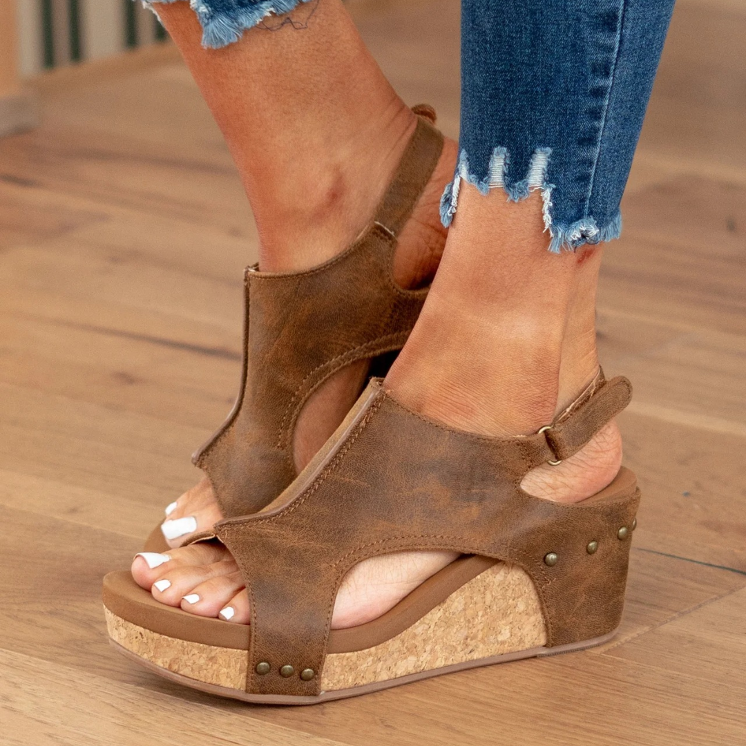 Linda | Suede Wedge Sandals