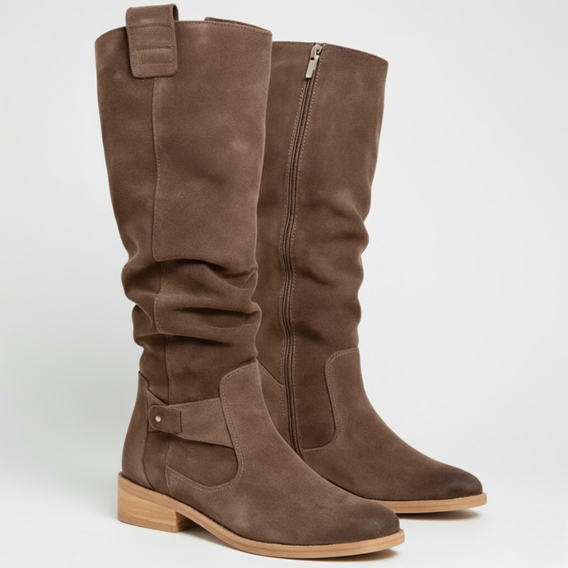 Elegant stacked heel tall boots