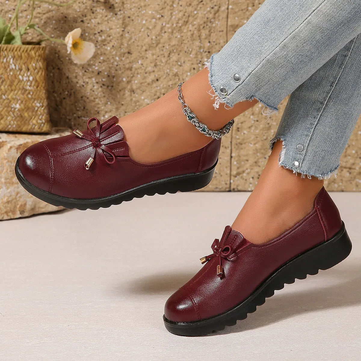 Paisley | Women's Leather Loafers Cushioned Sole Slip-On