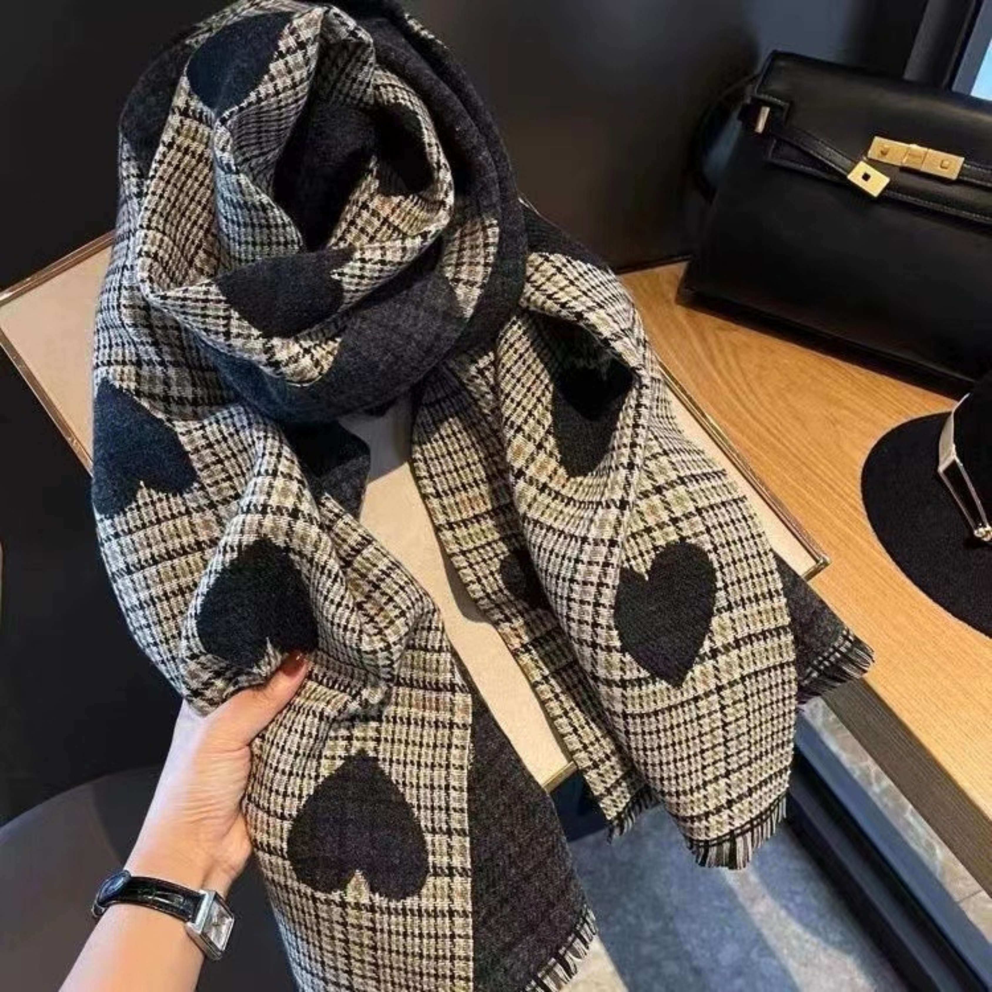 ZOLANI | Comfy Warm Plaid Double Side Tassel Scarf